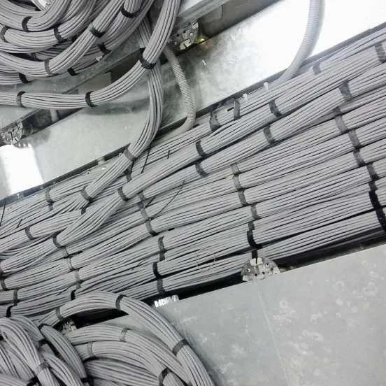 Network cables organised along a cable tray